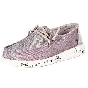 Hey Dude NWT Wendy Girls Sparkly Disco Pink Memory Foam & Lightweight Sole Shoes